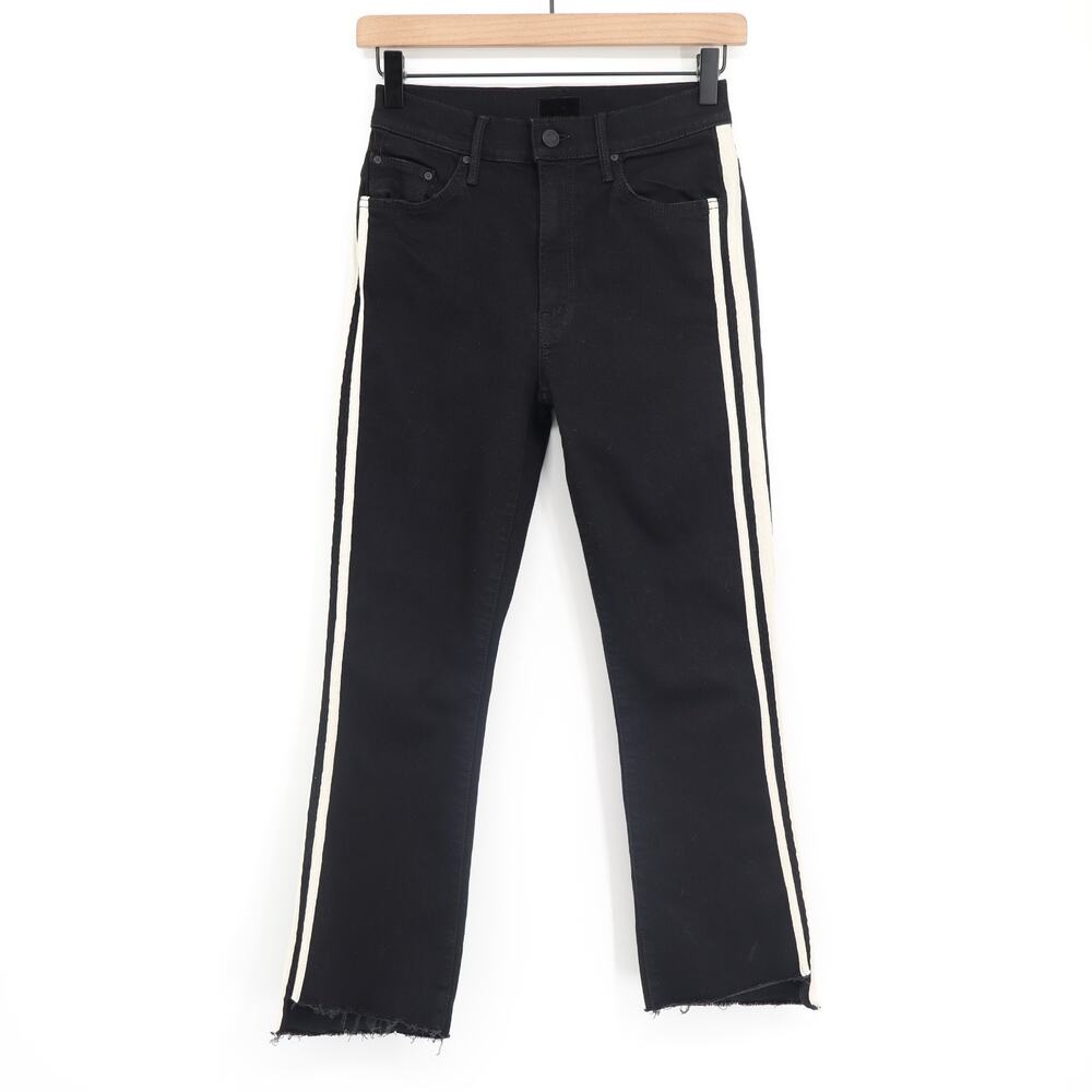 Mother Sz 26x24 Insider Crop Step Fray Guilty Racer Black White Racer Stripe